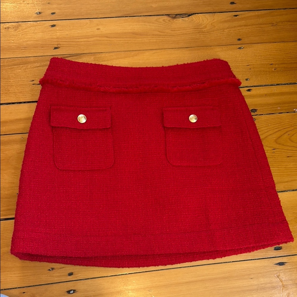J. Crew Tweed Elegant Red Mini Skirt